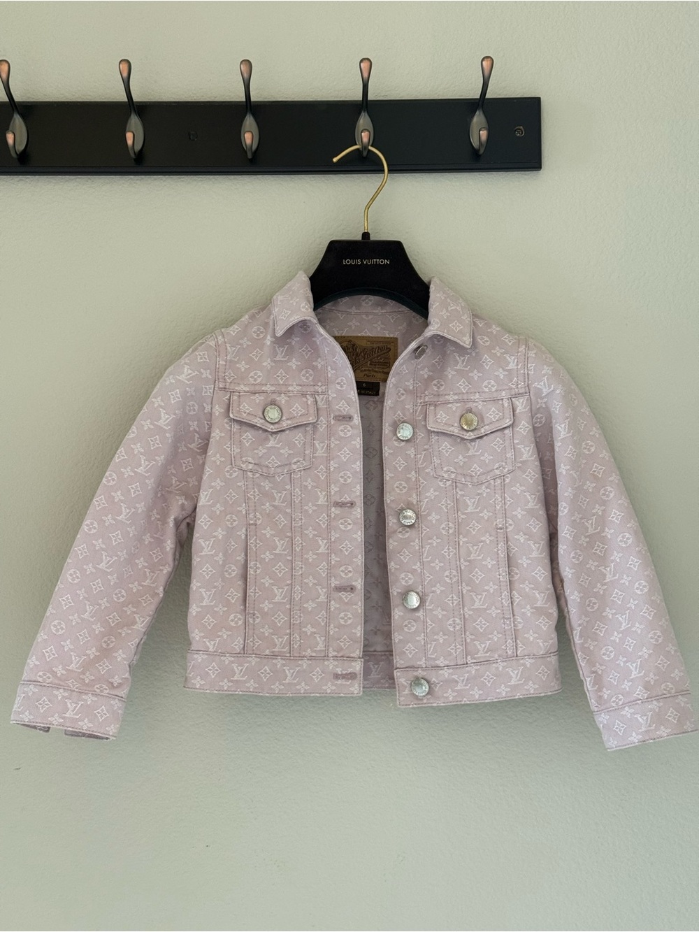 Louis Vuitton Light Pink Monogram Denim Jacket for Kids